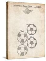 PP587-Vintage Parchment Soccer Ball 4 Image Patent Poster-Cole Borders-Stretched Canvas