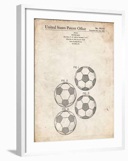 PP587-Vintage Parchment Soccer Ball 4 Image Patent Poster-Cole Borders-Framed Giclee Print