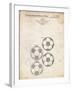 PP587-Vintage Parchment Soccer Ball 4 Image Patent Poster-Cole Borders-Framed Giclee Print