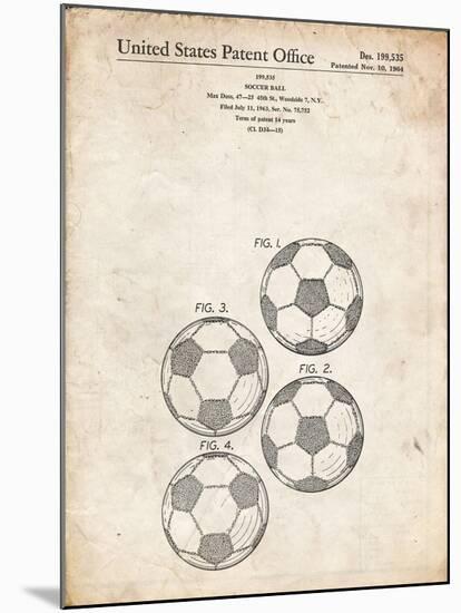 PP587-Vintage Parchment Soccer Ball 4 Image Patent Poster-Cole Borders-Mounted Giclee Print