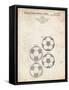 PP587-Vintage Parchment Soccer Ball 4 Image Patent Poster-Cole Borders-Framed Stretched Canvas