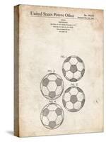 PP587-Vintage Parchment Soccer Ball 4 Image Patent Poster-Cole Borders-Stretched Canvas