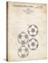 PP587-Vintage Parchment Soccer Ball 4 Image Patent Poster-Cole Borders-Stretched Canvas