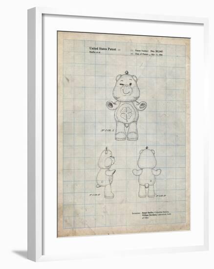 PP589-Antique Grid Parchment Good luck Care Bear Patent Poster-Cole Borders-Framed Giclee Print