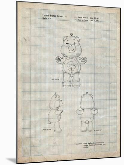 PP589-Antique Grid Parchment Good luck Care Bear Patent Poster-Cole Borders-Mounted Giclee Print