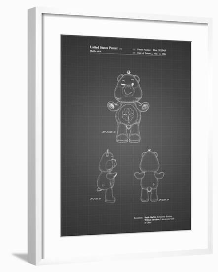 PP589-Black Grid Good luck Care Bear Patent Poster-Cole Borders-Framed Giclee Print