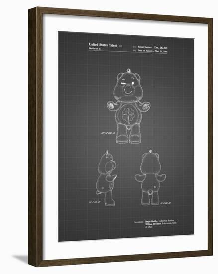 PP589-Black Grid Good luck Care Bear Patent Poster-Cole Borders-Framed Giclee Print