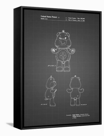 PP589-Black Grid Good luck Care Bear Patent Poster-Cole Borders-Framed Stretched Canvas
