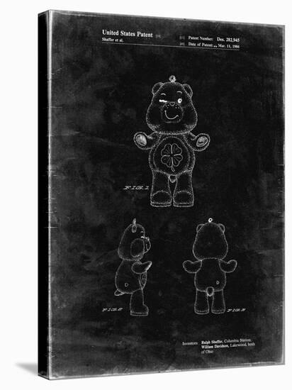 PP589-Black Grunge Good luck Care Bear Patent Poster-Cole Borders-Stretched Canvas