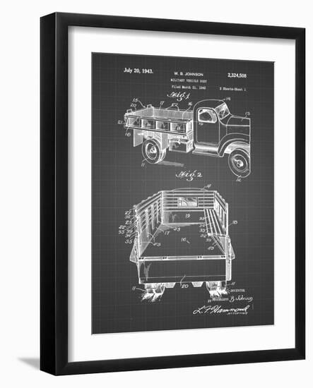 PP59-Black Grid Army Troops Transport Truck Patent Poster-Cole Borders-Framed Giclee Print