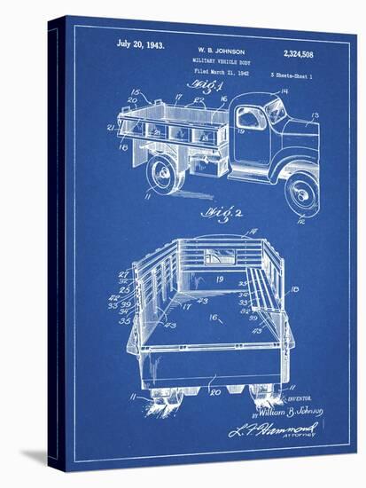 PP59-Blueprint Army Troops Transport Truck Patent Poster-Cole Borders-Stretched Canvas