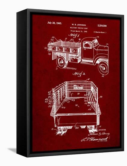 PP59-Burgundy Army Troops Transport Truck Patent Poster-Cole Borders-Framed Stretched Canvas