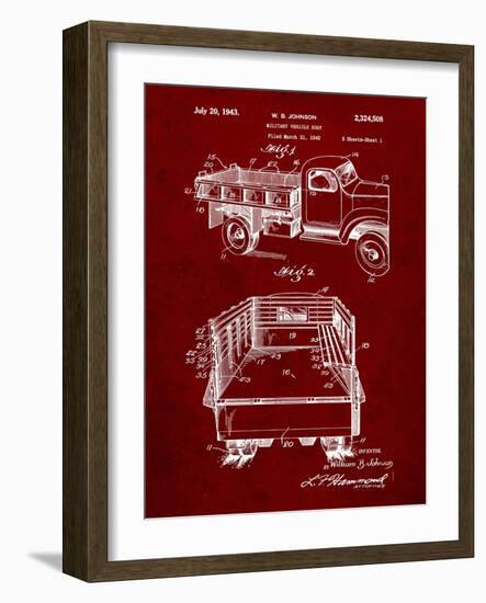 PP59-Burgundy Army Troops Transport Truck Patent Poster-Cole Borders-Framed Giclee Print