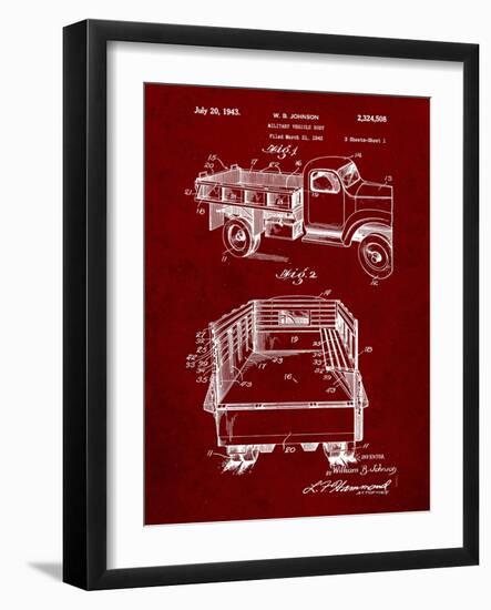 PP59-Burgundy Army Troops Transport Truck Patent Poster-Cole Borders-Framed Giclee Print