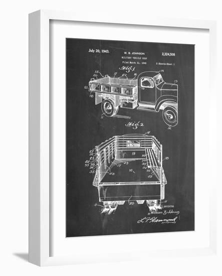 PP59-Chalkboard Army Troops Transport Truck Patent Poster-Cole Borders-Framed Giclee Print