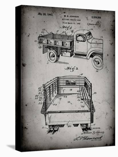 PP59-Faded Grey Army Troops Transport Truck Patent Poster-Cole Borders-Stretched Canvas