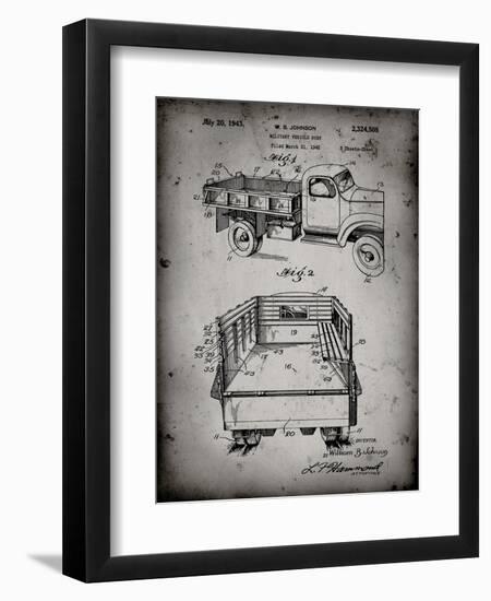 PP59-Faded Grey Army Troops Transport Truck Patent Poster-Cole Borders-Framed Premium Giclee Print