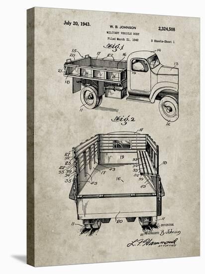 PP59-Sandstone Army Troops Transport Truck Patent Poster-Cole Borders-Stretched Canvas