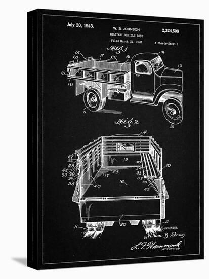 PP59-Vintage Black Army Troops Transport Truck Patent Poster-Cole Borders-Stretched Canvas