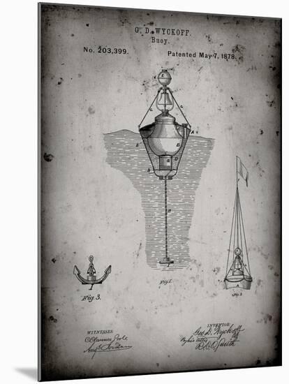 PP599-Faded Grey Water Buoy Patent Poster-Cole Borders-Mounted Giclee Print