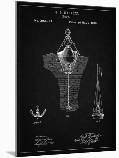 PP599-Vintage Black Water Buoy Patent Poster-Cole Borders-Mounted Giclee Print