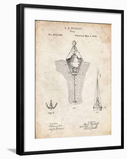 PP599-Vintage Parchment Water Buoy Patent Poster-Cole Borders-Framed Giclee Print