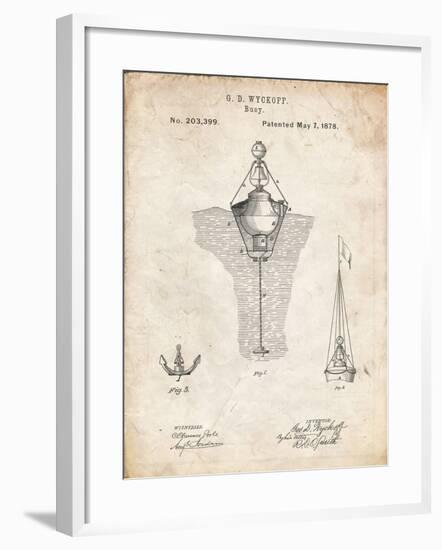 PP599-Vintage Parchment Water Buoy Patent Poster-Cole Borders-Framed Giclee Print