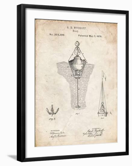 PP599-Vintage Parchment Water Buoy Patent Poster-Cole Borders-Framed Giclee Print