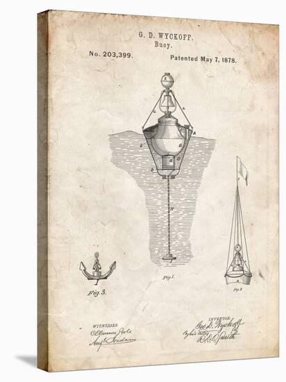 PP599-Vintage Parchment Water Buoy Patent Poster-Cole Borders-Stretched Canvas
