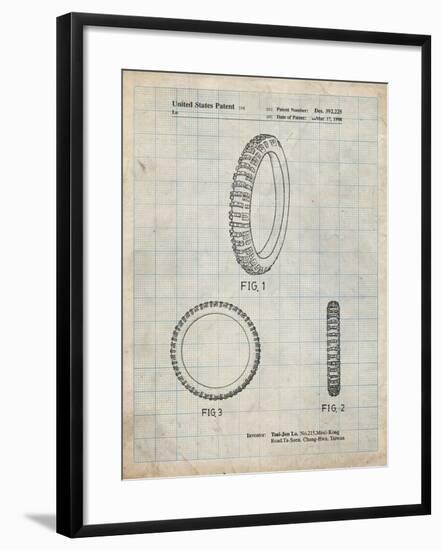 PP600-Antique Grid Parchment Mountain Bike Tire Patent Poster-Cole Borders-Framed Giclee Print