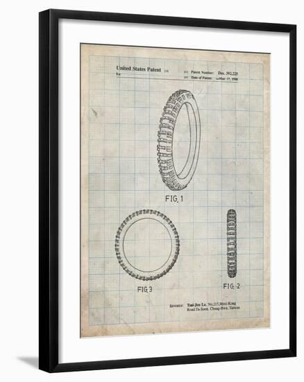 PP600-Antique Grid Parchment Mountain Bike Tire Patent Poster-Cole Borders-Framed Giclee Print