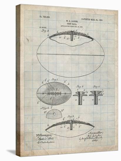 PP601-Antique Grid Parchment Football Game Ball 1902 Patent Poster-Cole Borders-Stretched Canvas