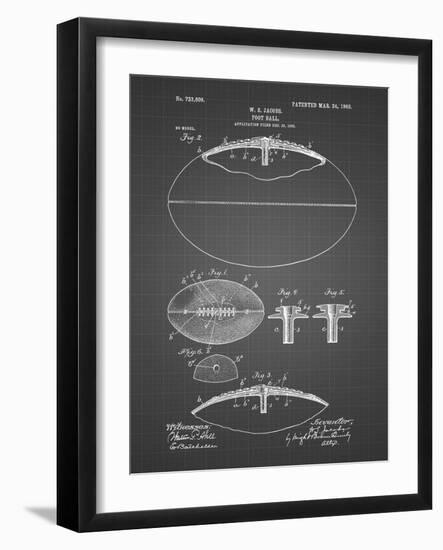 PP601-Black Grid Football Game Ball 1902 Patent Poster-Cole Borders-Framed Giclee Print