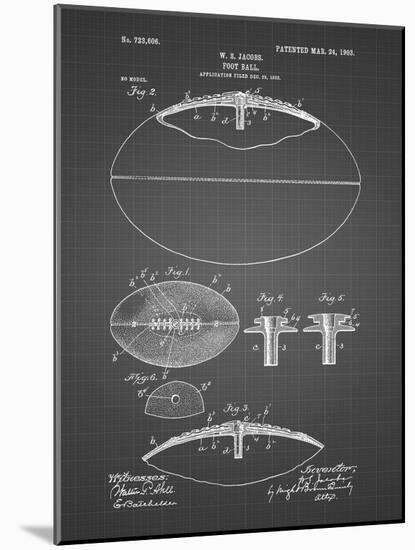 PP601-Black Grid Football Game Ball 1902 Patent Poster-Cole Borders-Mounted Giclee Print