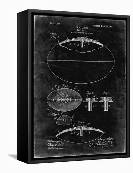 PP601-Black Grunge Football Game Ball 1902 Patent Poster-Cole Borders-Framed Stretched Canvas