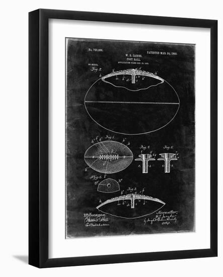 PP601-Black Grunge Football Game Ball 1902 Patent Poster-Cole Borders-Framed Giclee Print