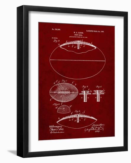 PP601-Burgundy Football Game Ball 1902 Patent Poster-Cole Borders-Framed Giclee Print