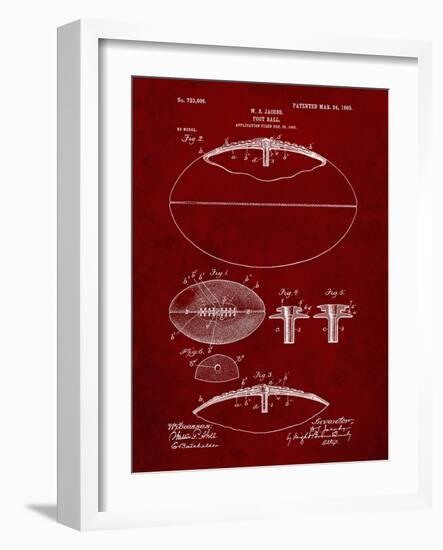 PP601-Burgundy Football Game Ball 1902 Patent Poster-Cole Borders-Framed Giclee Print