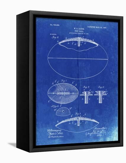 PP601-Faded Blueprint Football Game Ball 1902 Patent Poster-Cole Borders-Framed Stretched Canvas