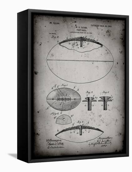 PP601-Faded Grey Football Game Ball 1902 Patent Poster-Cole Borders-Framed Stretched Canvas