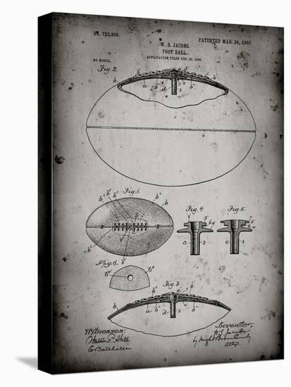 PP601-Faded Grey Football Game Ball 1902 Patent Poster-Cole Borders-Stretched Canvas