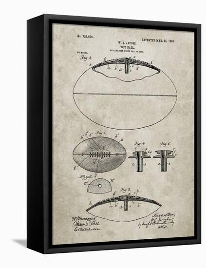 PP601-Sandstone Football Game Ball 1902 Patent Poster-Cole Borders-Framed Stretched Canvas