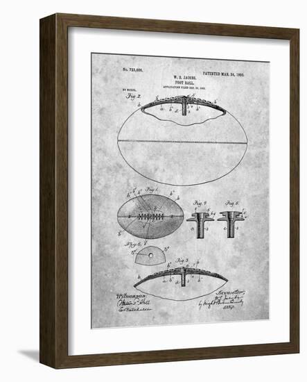 PP601-Slate Football Game Ball 1902 Patent Poster-Cole Borders-Framed Giclee Print