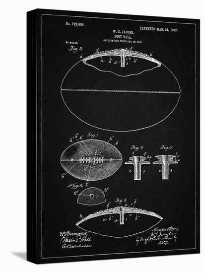 PP601-Vintage Black Football Game Ball 1902 Patent Poster-Cole Borders-Stretched Canvas