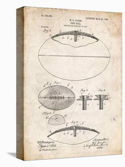 PP601-Vintage Parchment Football Game Ball 1902 Patent Poster-Cole Borders-Stretched Canvas