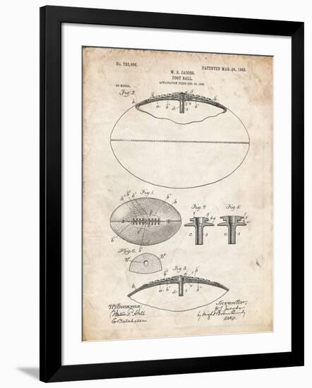 PP601-Vintage Parchment Football Game Ball 1902 Patent Poster-Cole Borders-Framed Giclee Print