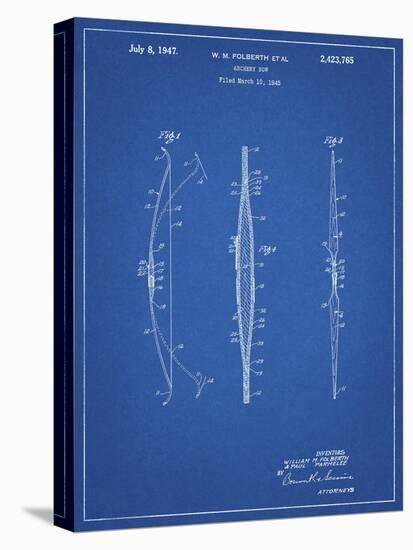 PP603-Blueprint Bill Folberth Archery Bow Patent Poster-Cole Borders-Stretched Canvas