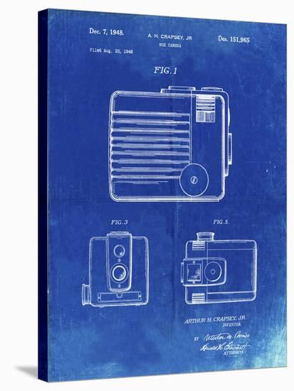 PP606-Faded Blueprint Kodak Brownie Hawkeye Patent Poster-Cole Borders-Stretched Canvas