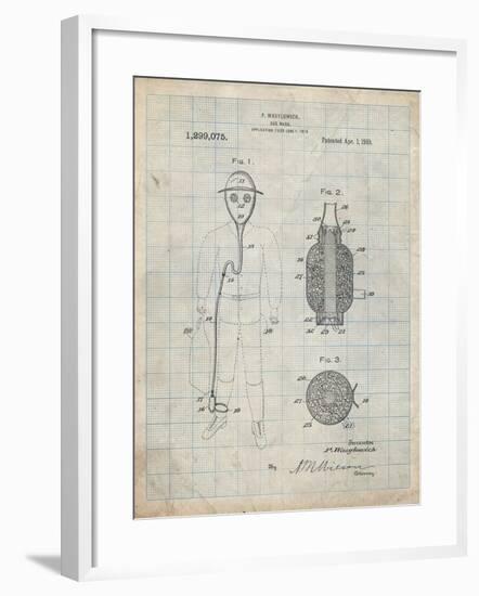 PP607-Antique Grid Parchment Gas Mask 1918 Patent Poster-Cole Borders-Framed Giclee Print