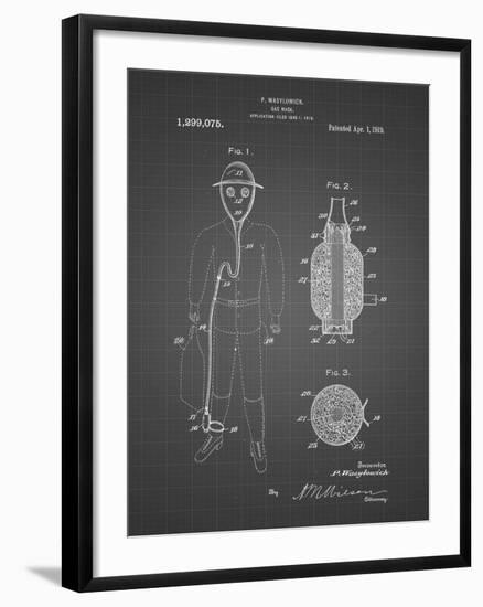 PP607-Black Grid Gas Mask 1918 Patent Poster-Cole Borders-Framed Giclee Print